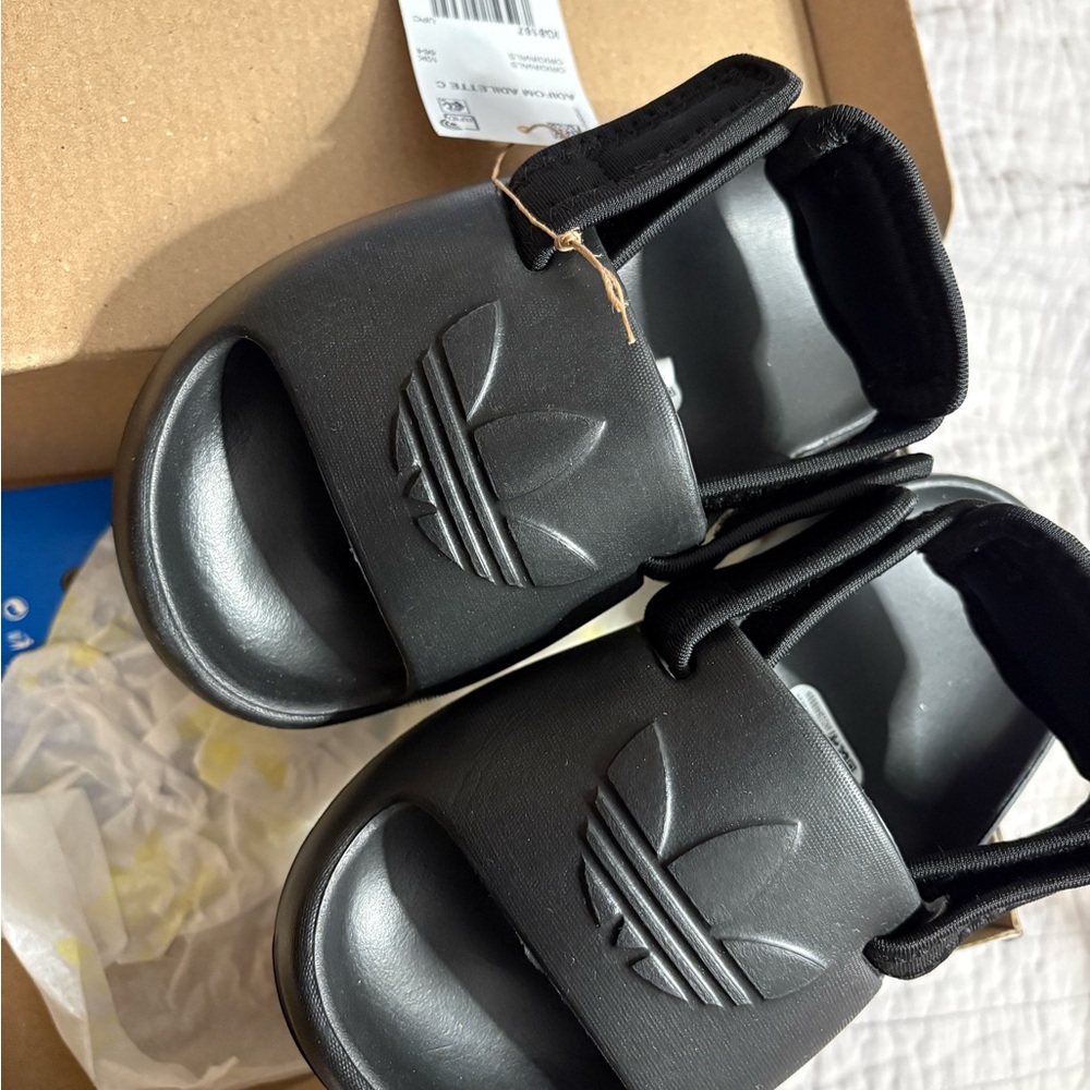 Adidas Kids Black Slide Sandals